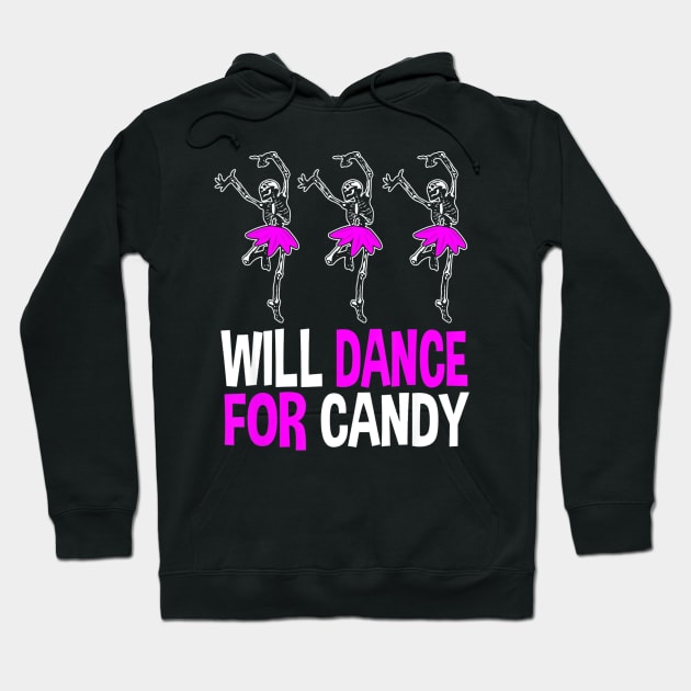 Will Dance for Candy Dancing Skeleton Halloween Squad Girls Hoodie by schaefersialice